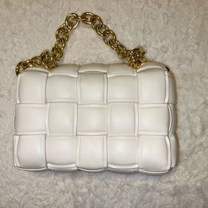 Cream White Cassette Bag with Gold Chain